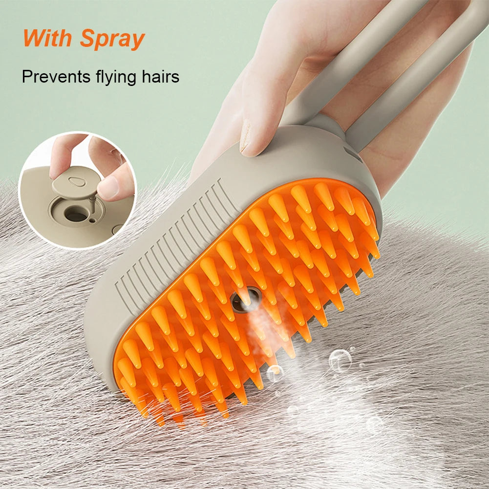 Pet Electric Cleaning Hair Brush Steam Spray