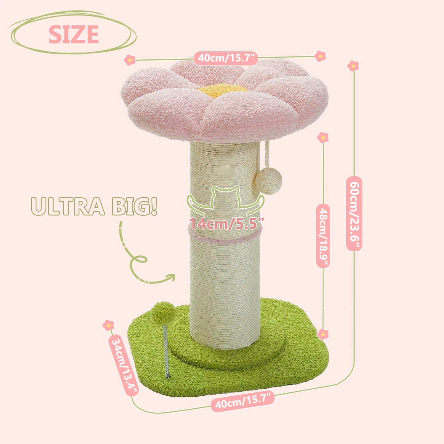 Scratching Post with Removable Flower Cat Bed