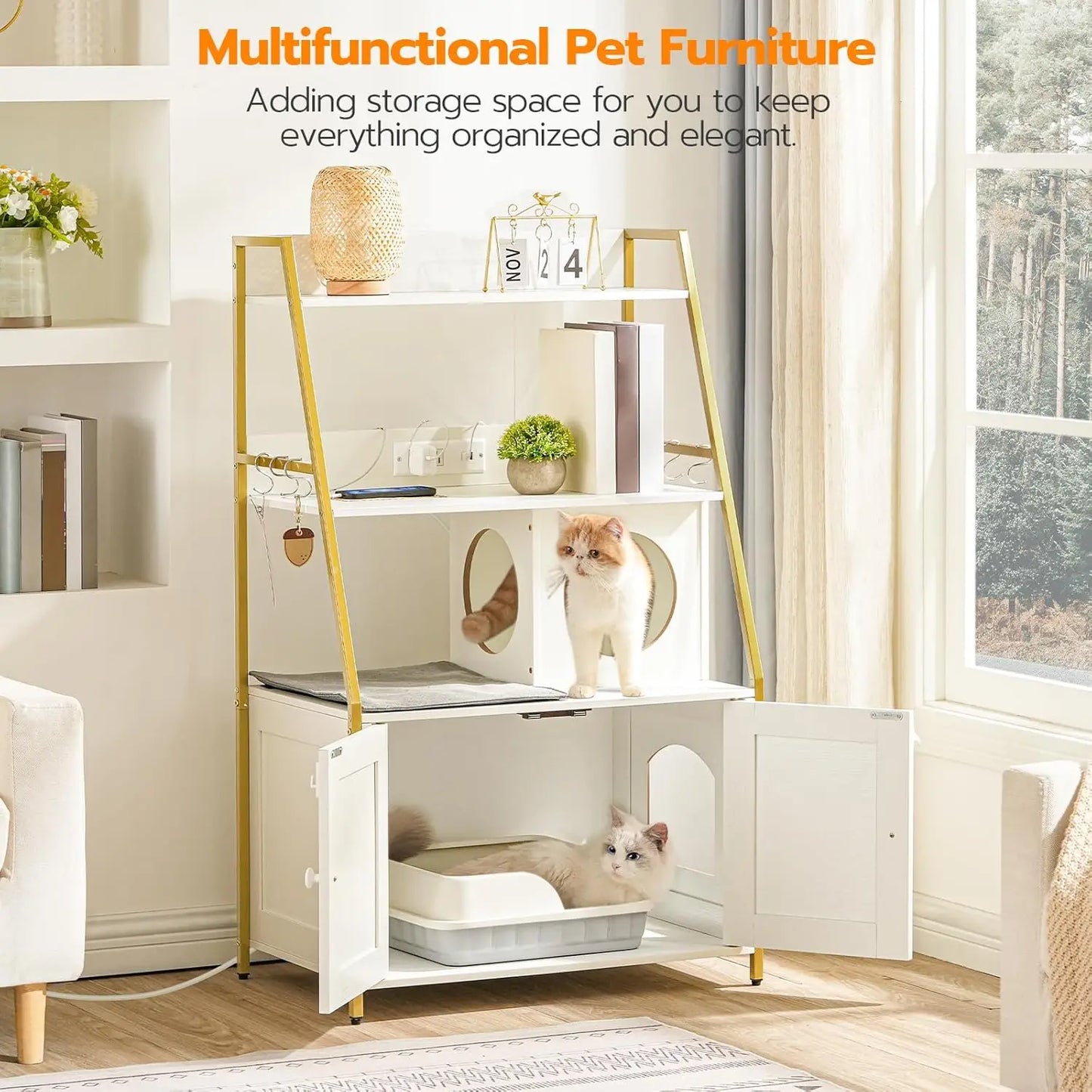 Cat Litter Box Hidden with Charging Station