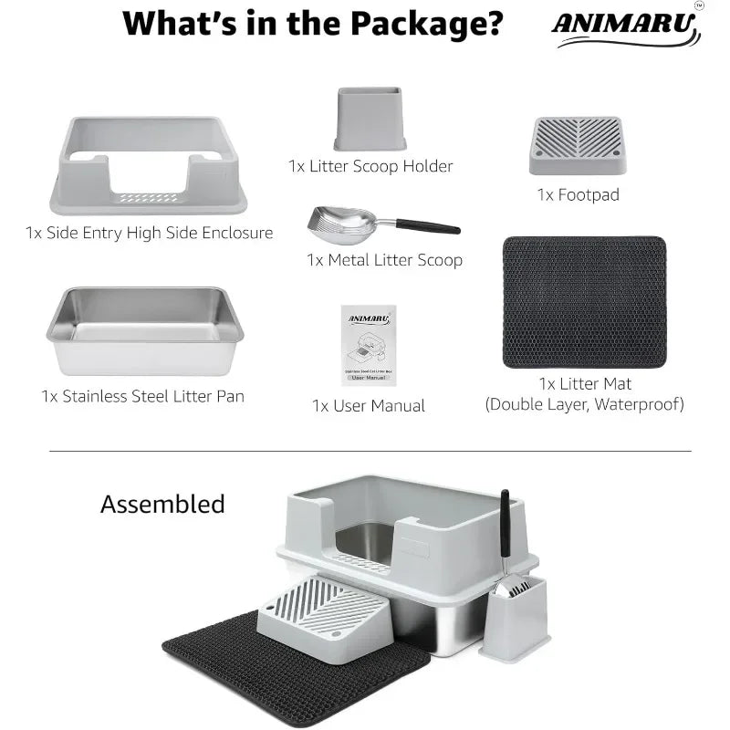 Stainless Steel Cat Litter Box with Lid