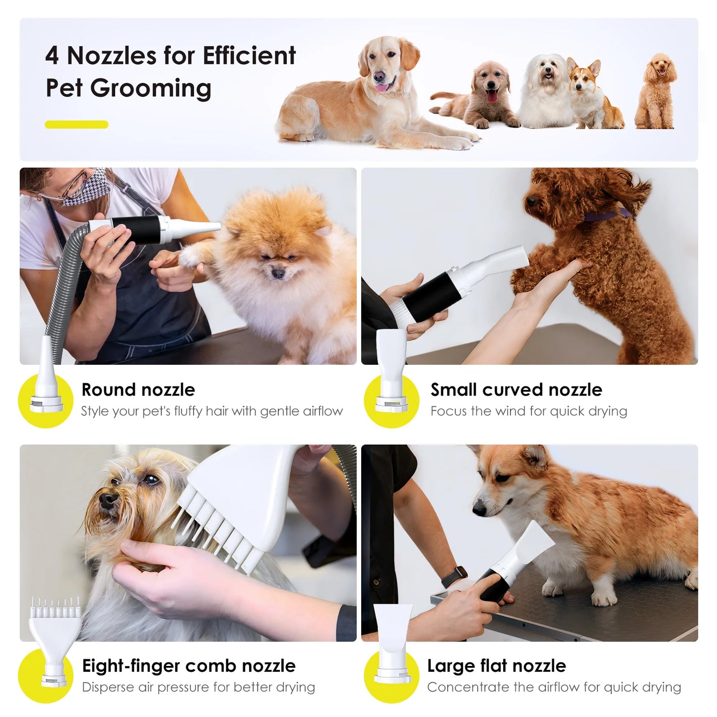 Pet Blow Dryer Adjustable Speed Temperature Control