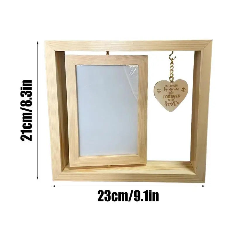Wooden Dog Memorial Photo Frame Heart Pendant