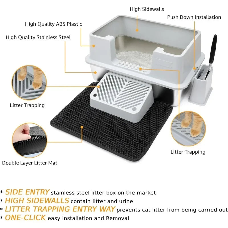 Stainless Steel Cat Litter Box with Lid