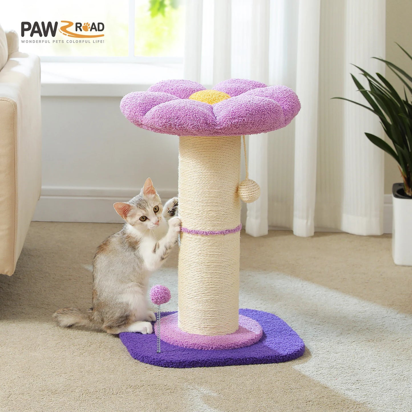 Scratching Post with Removable Flower Cat Bed