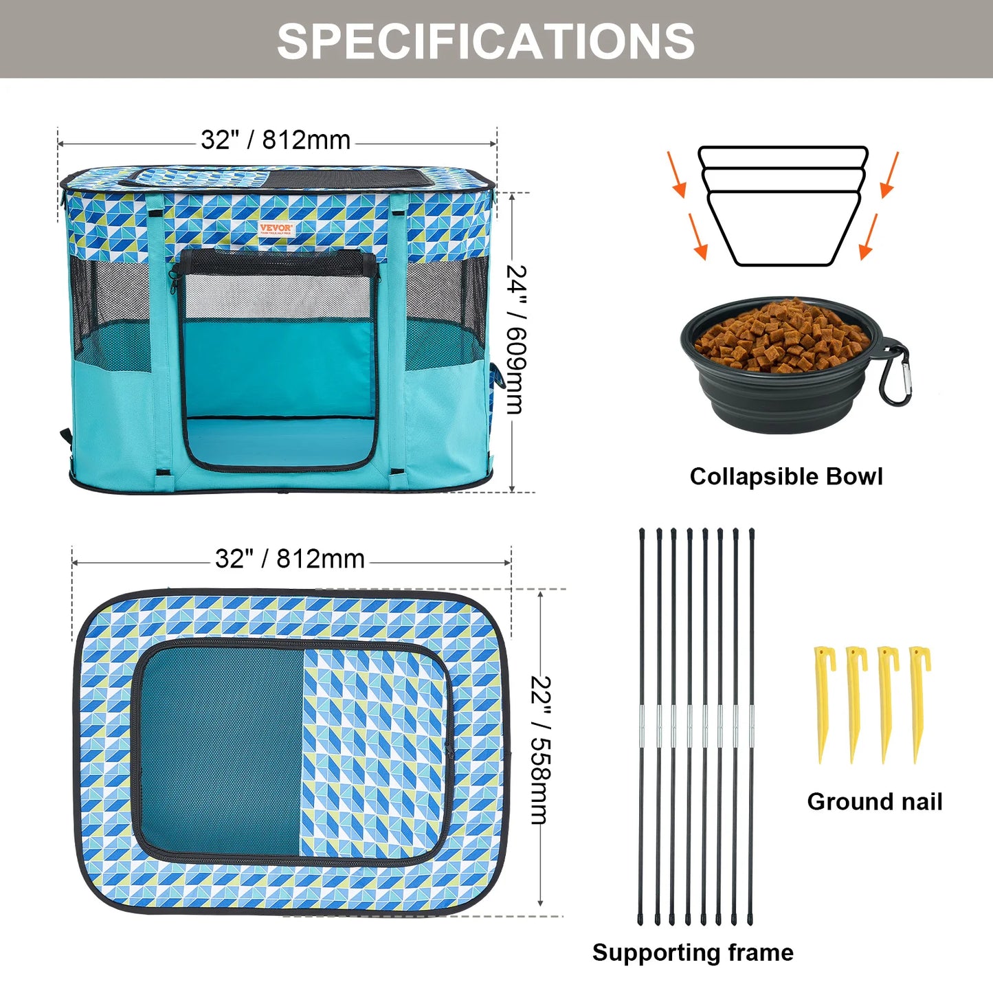 Pet Kennel Waterproof For Indoor Outdoor Camping