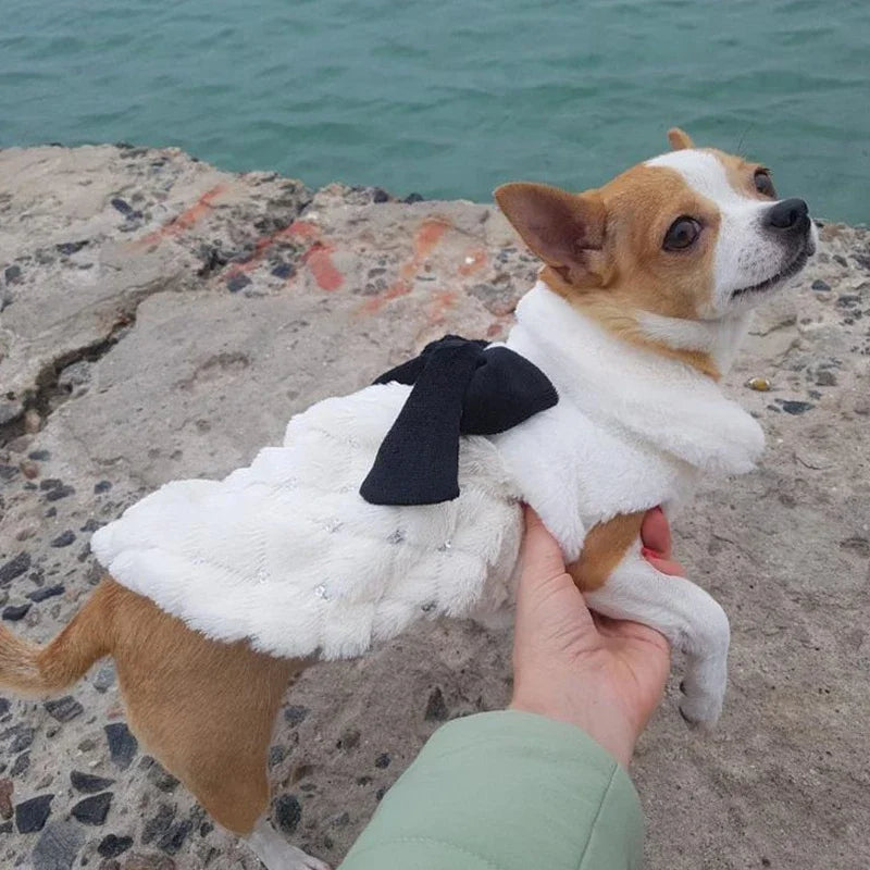 Elegant Fur Winter Overcoat Small Dog Cat