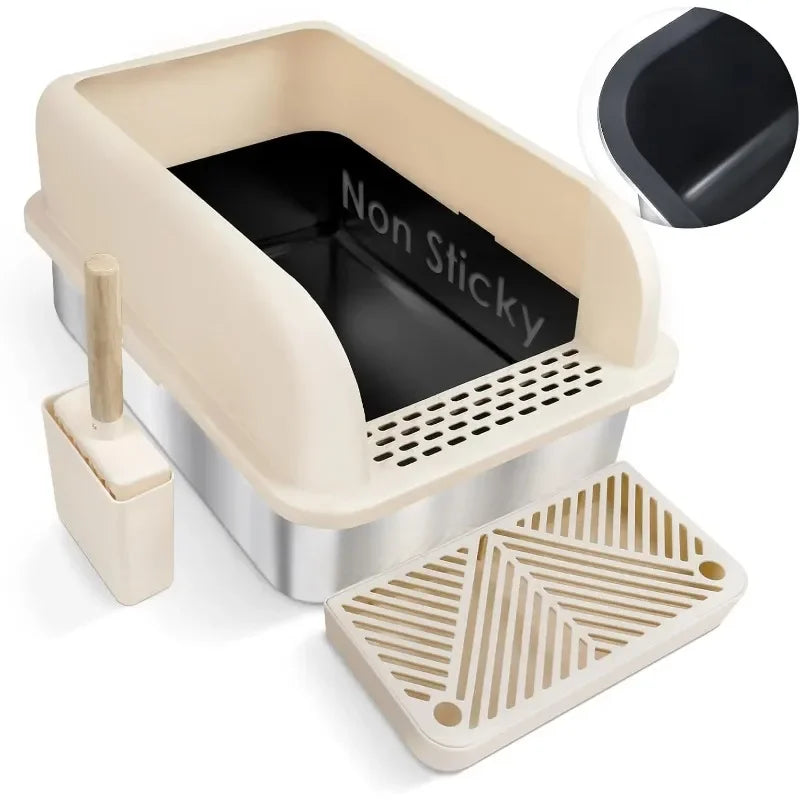 High Wall Closed Metal Litter Box Leakproof