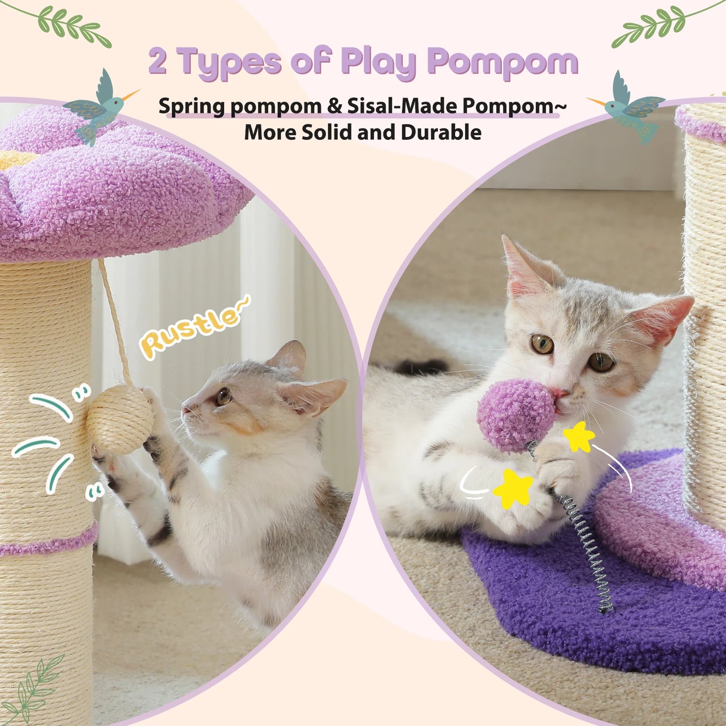 Scratching Post with Removable Flower Cat Bed