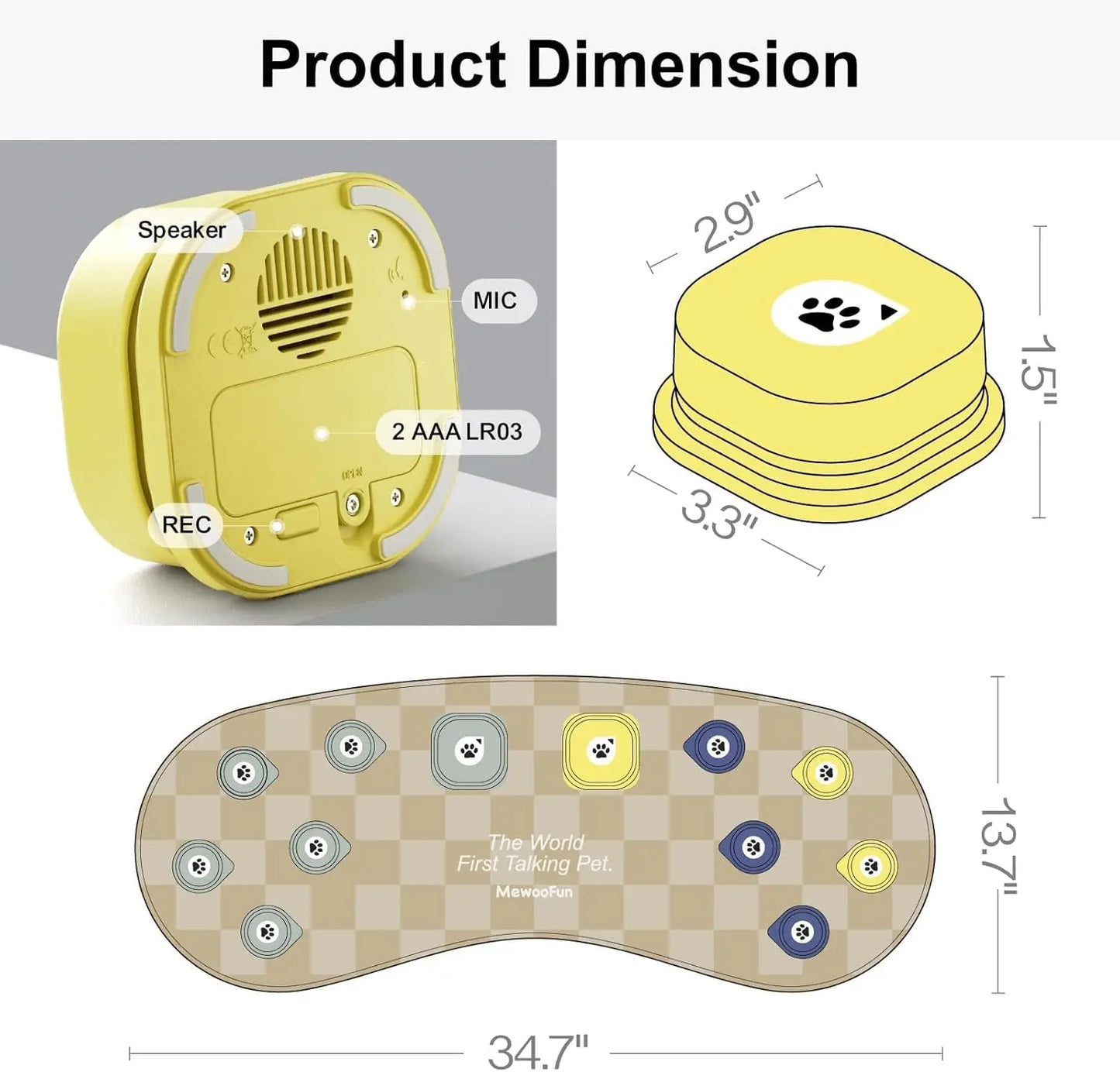 Dog Talking Button Set with Mat Communication Kit