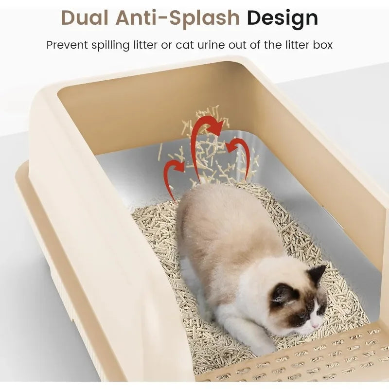 High Wall Closed Metal Litter Box Leakproof