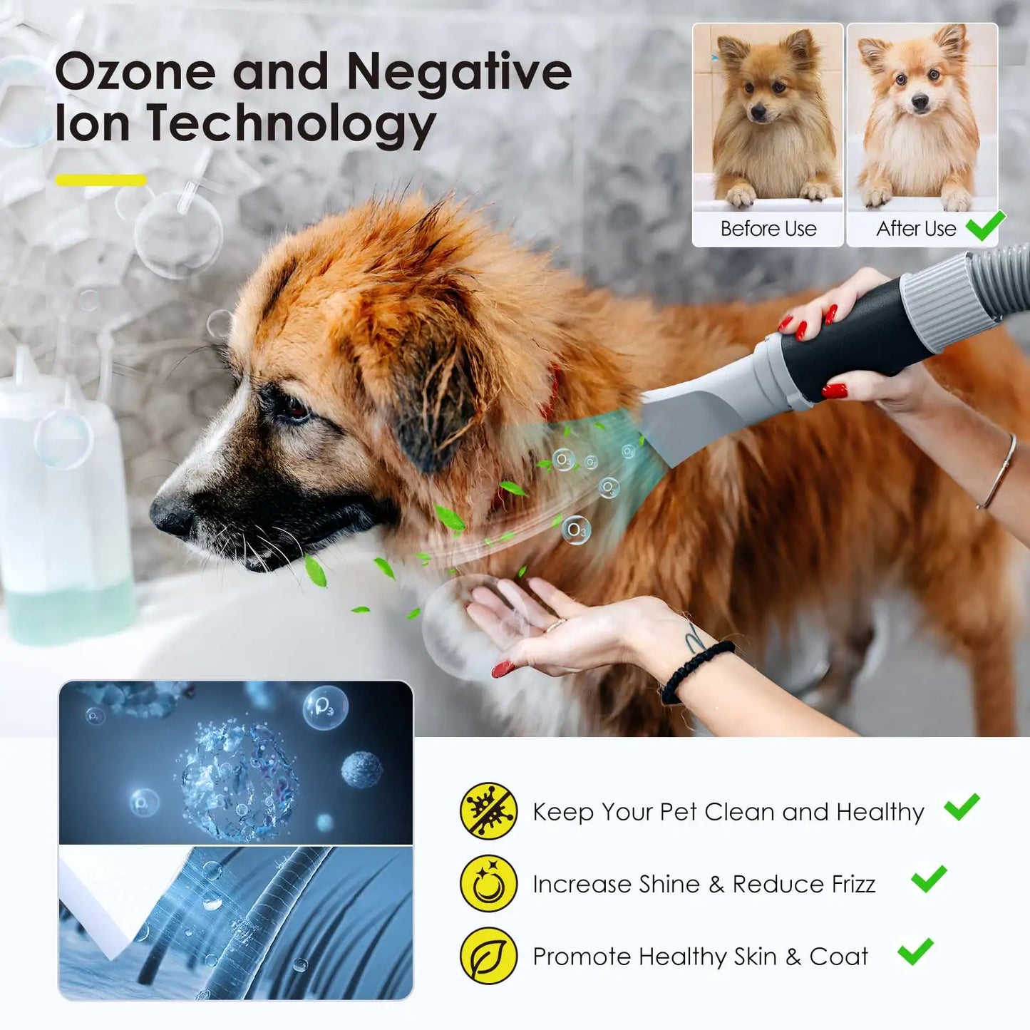 Pet Blow Dryer Adjustable Speed Temperature Control