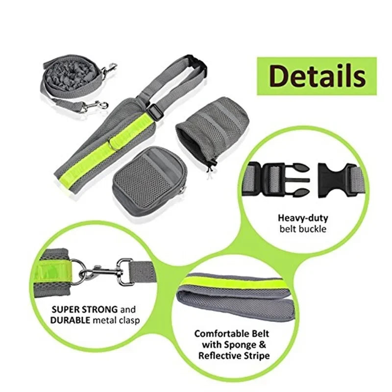 Pet Reflective Belt Running Jogging Leash Set