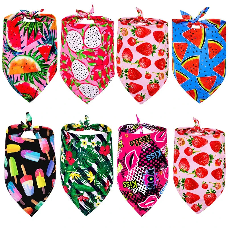 60/120PCS Handkerchief Dog Bandanas Breathable Spring Summer