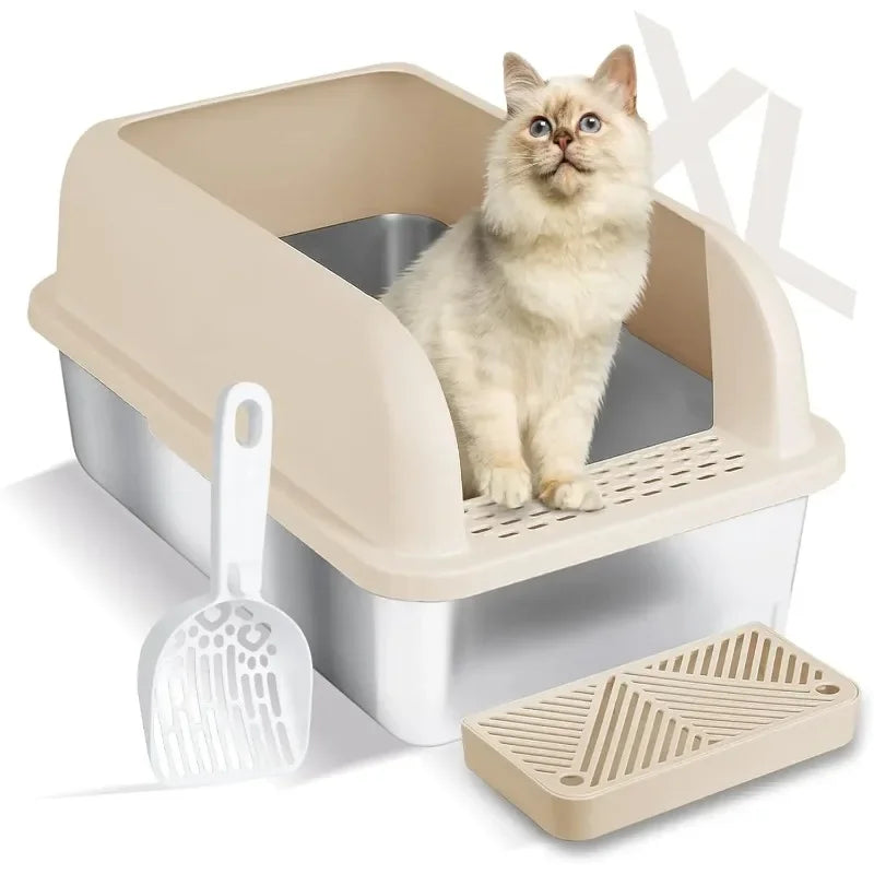 High Wall Closed Metal Litter Box Leakproof