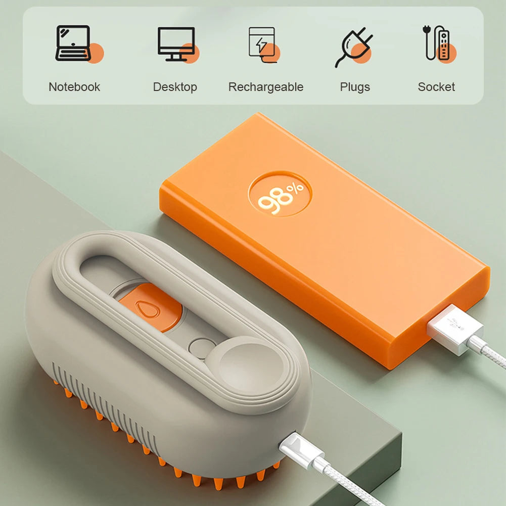 Pet Electric Cleaning Hair Brush Steam Spray