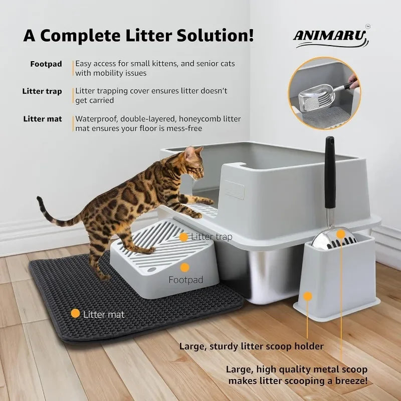 Stainless Steel Cat Litter Box with Lid