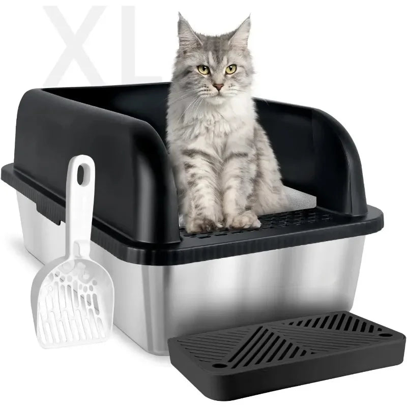 High Wall Closed Metal Litter Box Leakproof