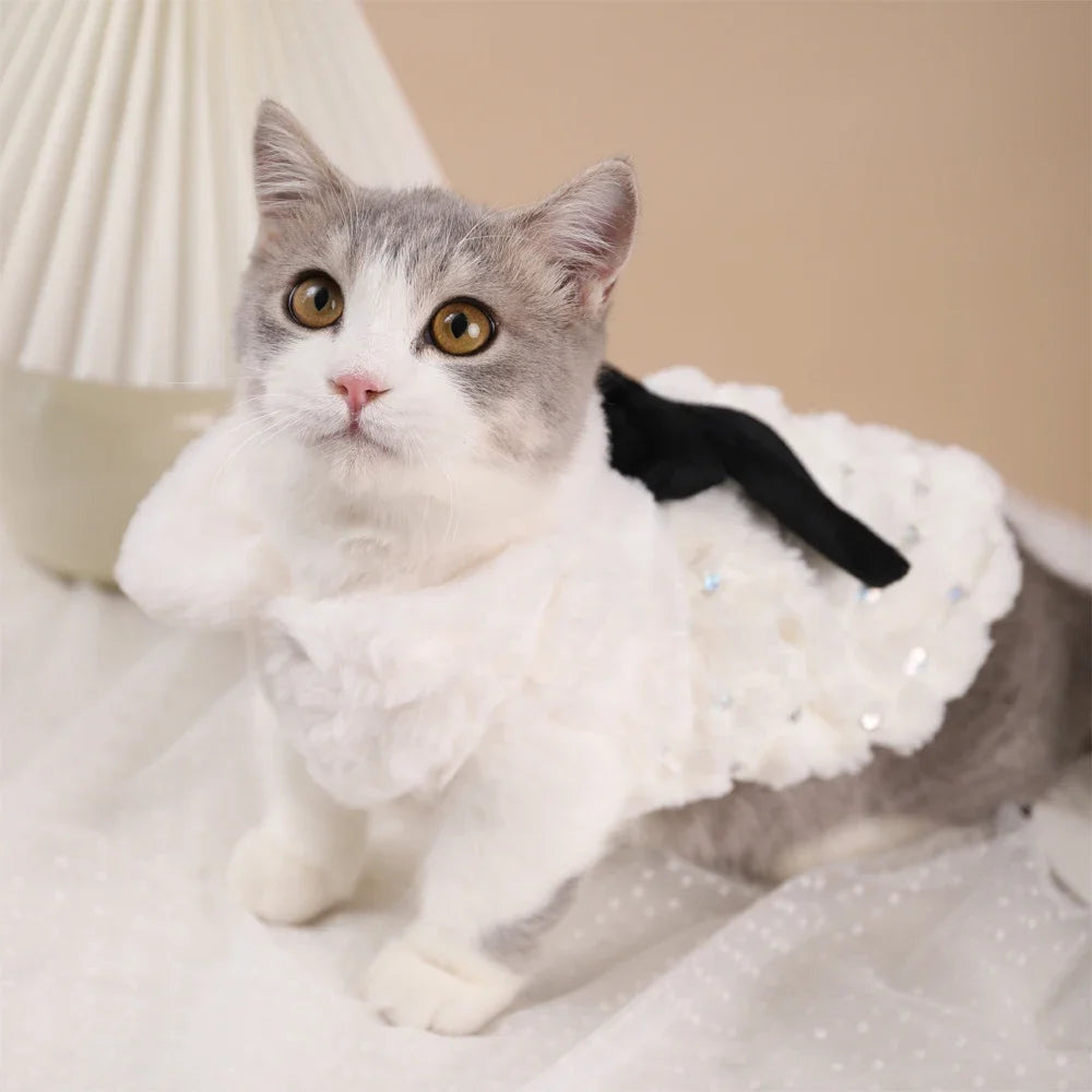 Elegant  Fur Winter Overcoat Small Dog Cat