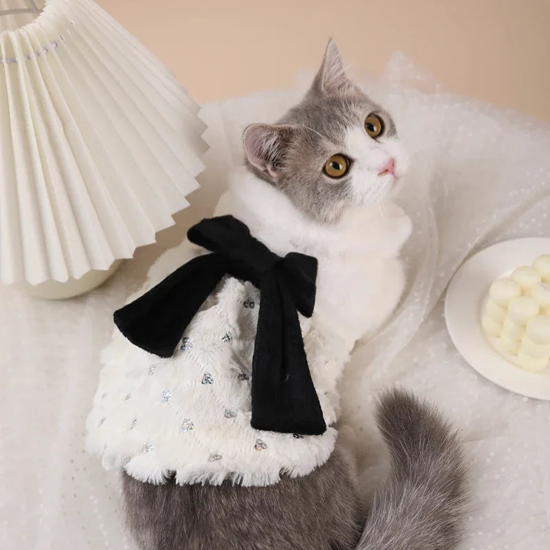Elegant  Fur Winter Overcoat Small Dog Cat