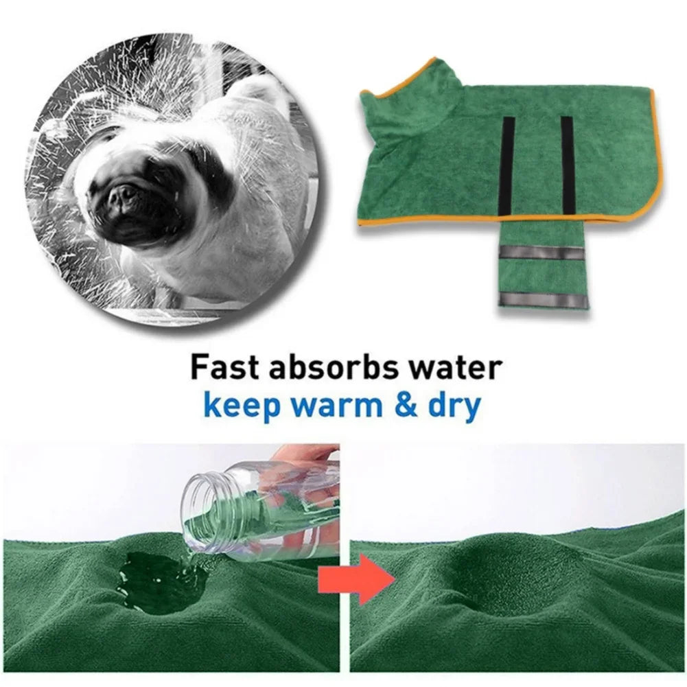 Pet Bathrobe Bath Towel Robe Absorbent Soft