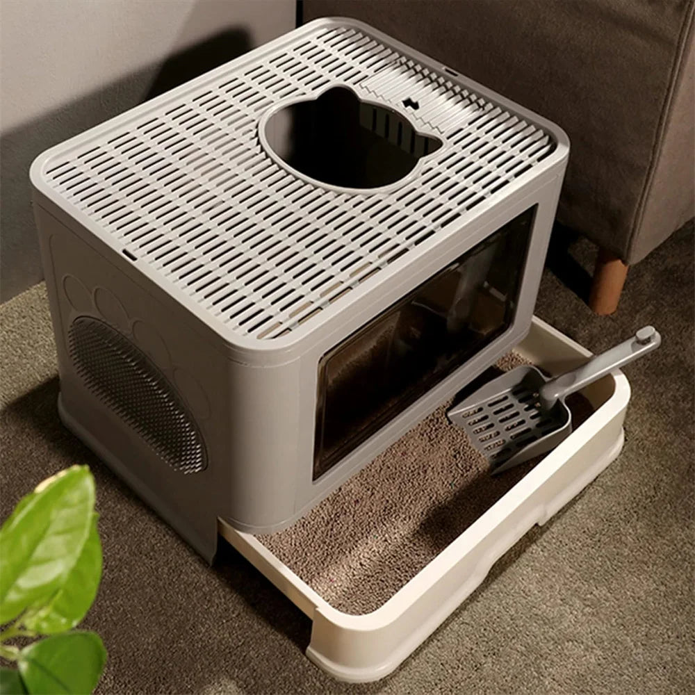Large Hooded Cat Litter Box Tray Drawer