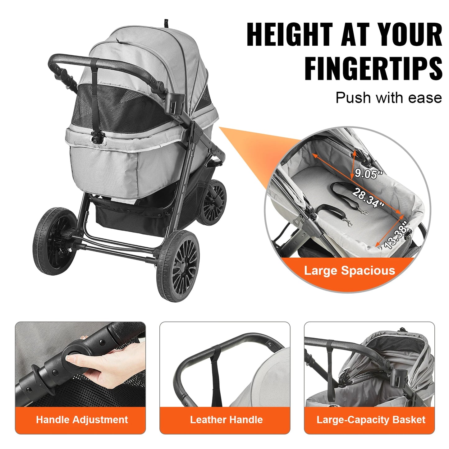 VEVOR Pet Stroller Carrier Dog Cat Lightweight