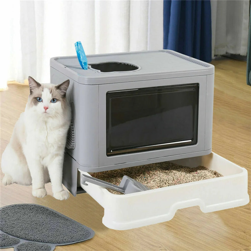 Large Hooded Cat Litter Box Tray Drawer